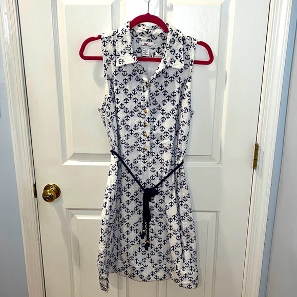 Vineyard Vines Eyelet Anchor Sleeveless Collared Dress - Picture 2 of 7